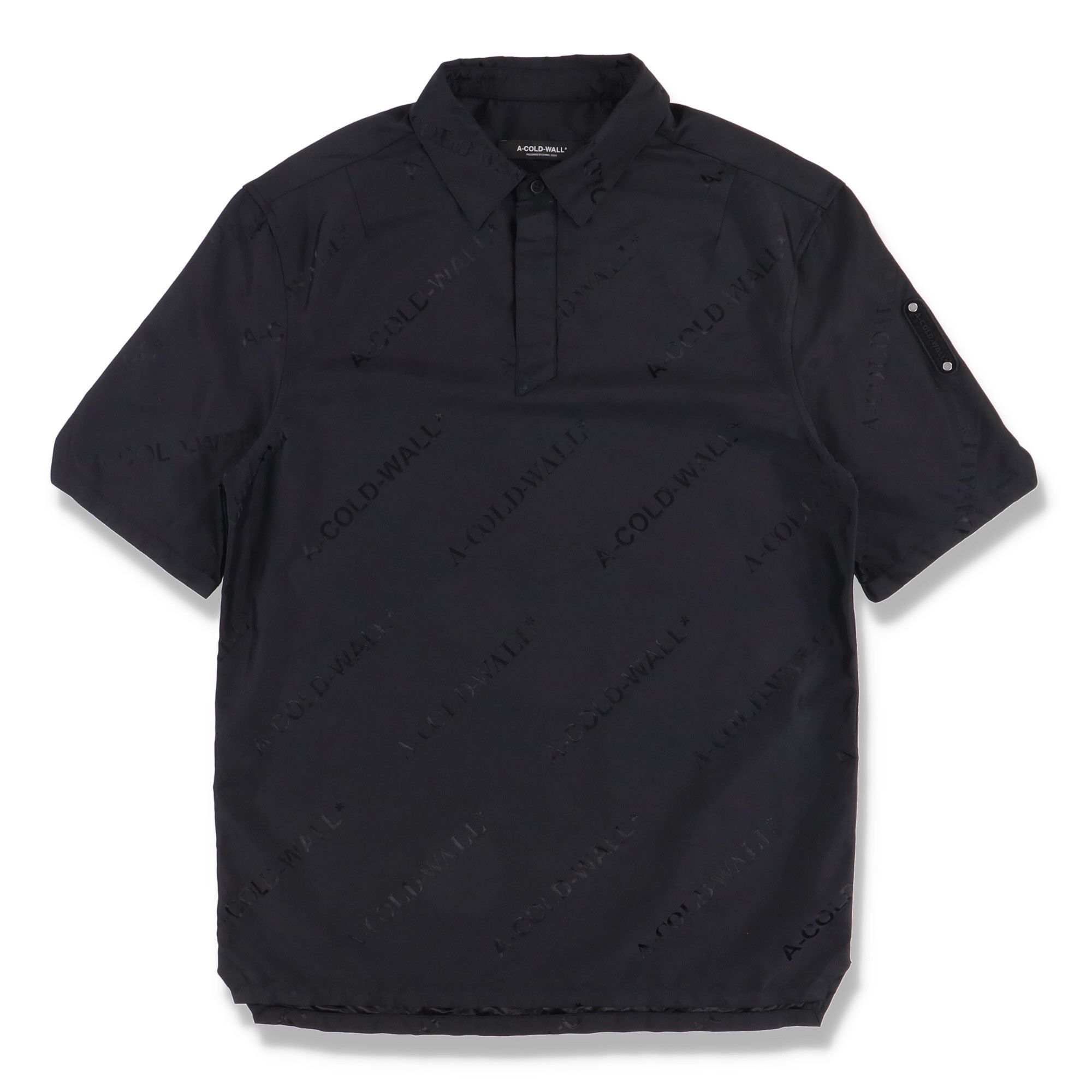 image of A Cold Wall Black Nylon Acw Monogram Logo Short Sleeve Shirt, Men's (Size Medium)