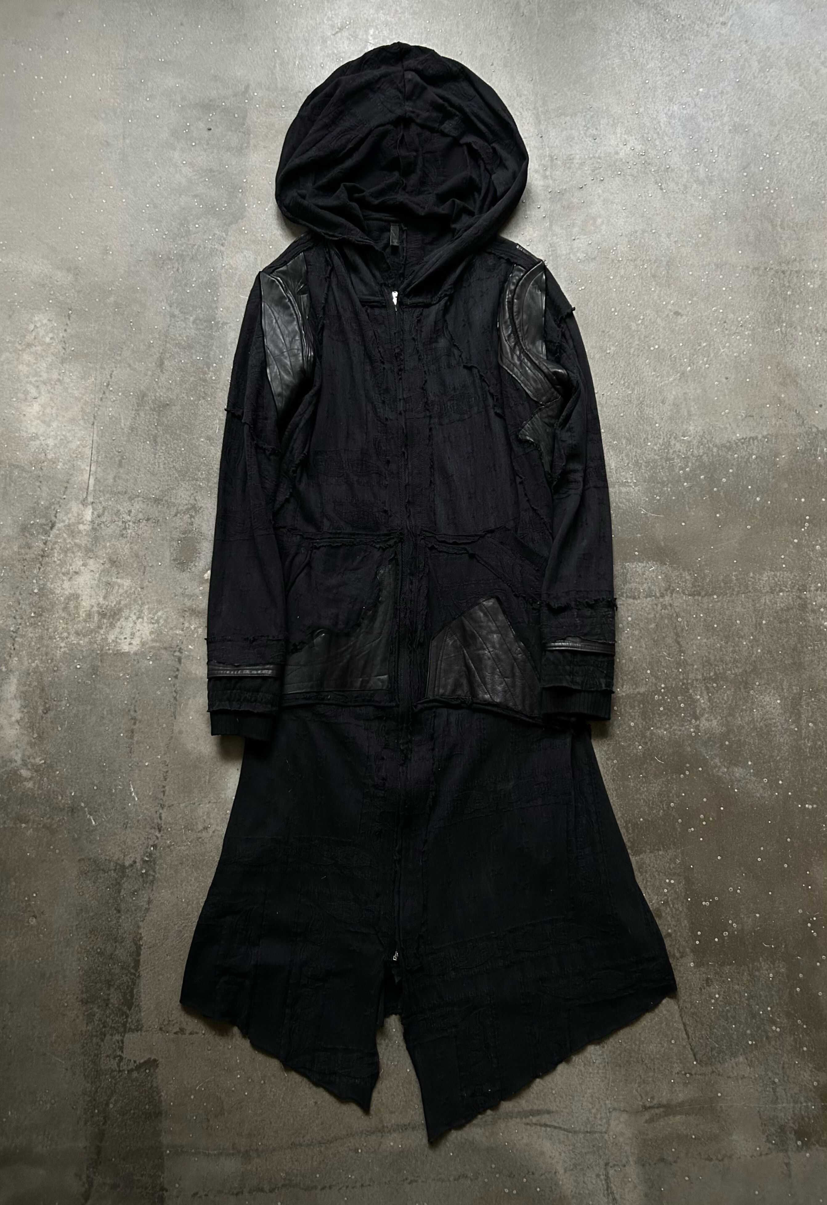 Japanese Brand black patchwork hooded outerwear jacket Size US L / EU 52-54 / 3 - 1 Thumbnail