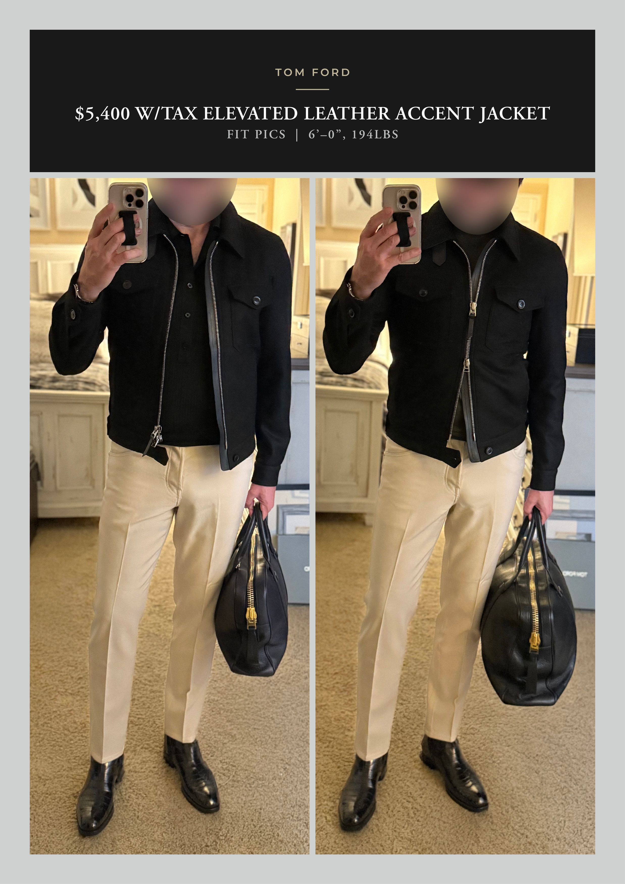 Tom Ford Ultimate Rare $5,400 w/tax Wool / Leather Accent Jacket Size US M / EU 48-50 / 2 - 1 Thumbnail
