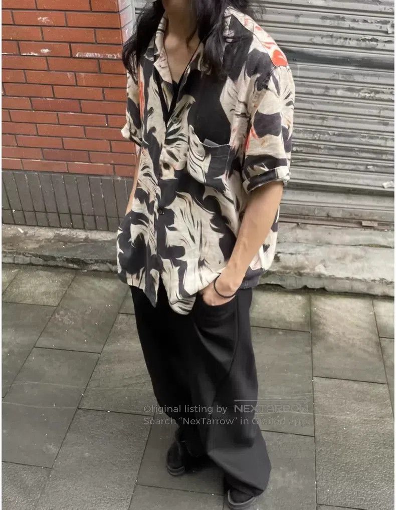 Our Legacy Our Legacy Flame Printed Linen Short Sleeve Shirt Size US S / EU 44-46 / 1 - 6 Thumbnail