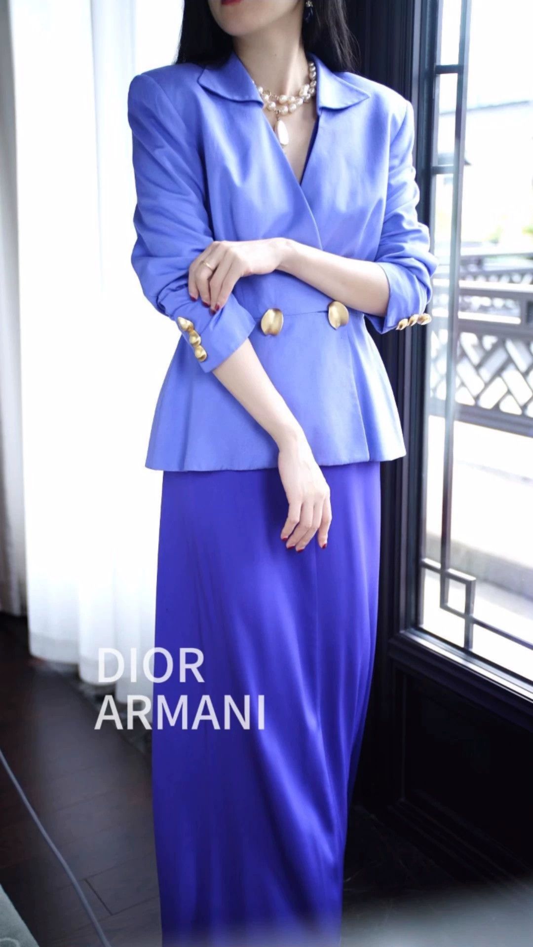 Armani Armani Vintage Purple Draped Neck Bias-Cut Maxi Dress M/L Size L / US 10 / IT 46 - 1 Thumbnail