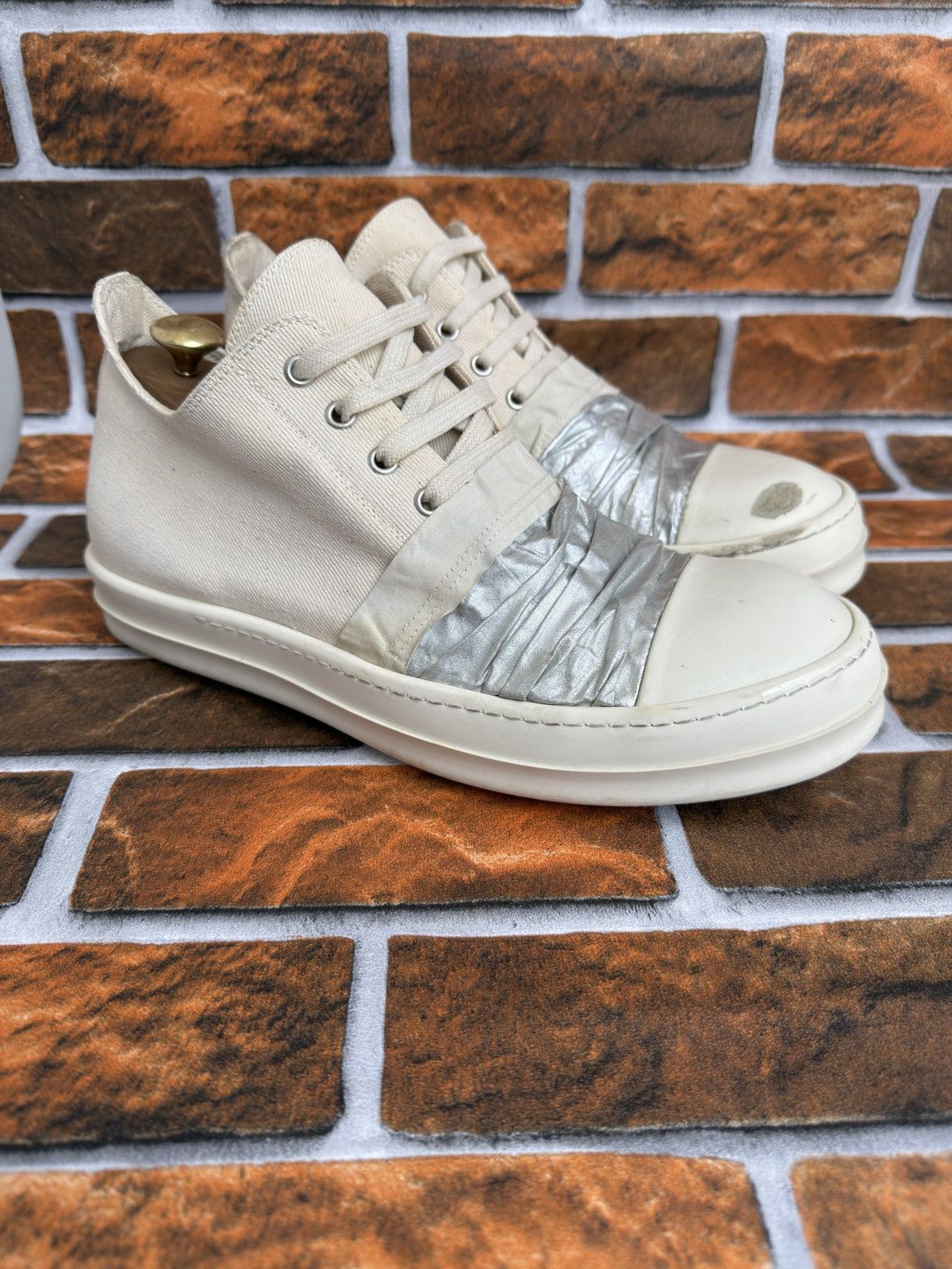 Pre-owned Rick Owens Ss17 Hustler Wrap Drkshdw Ramones Shoes In White