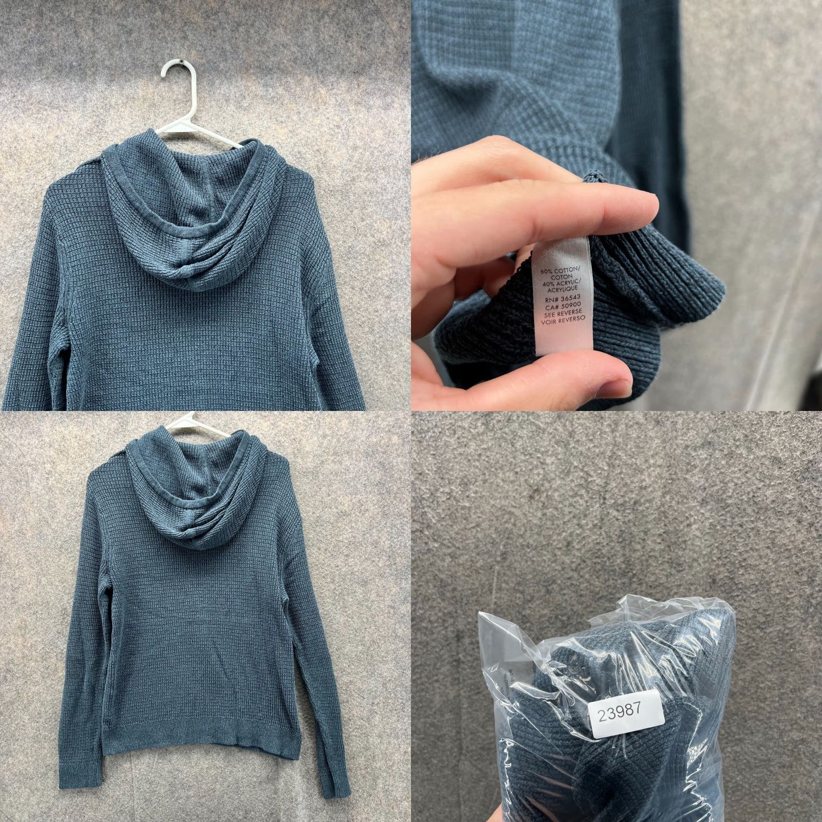 Calvin Klein Calvin Klein Sweater Women Medium Teal Blue Hooded Fleece Pullover Knitted Pullover Cotton Logo Knit Regular Sweatshirt Size M / US 6-8 / IT 42-44 - 8 Thumbnail
