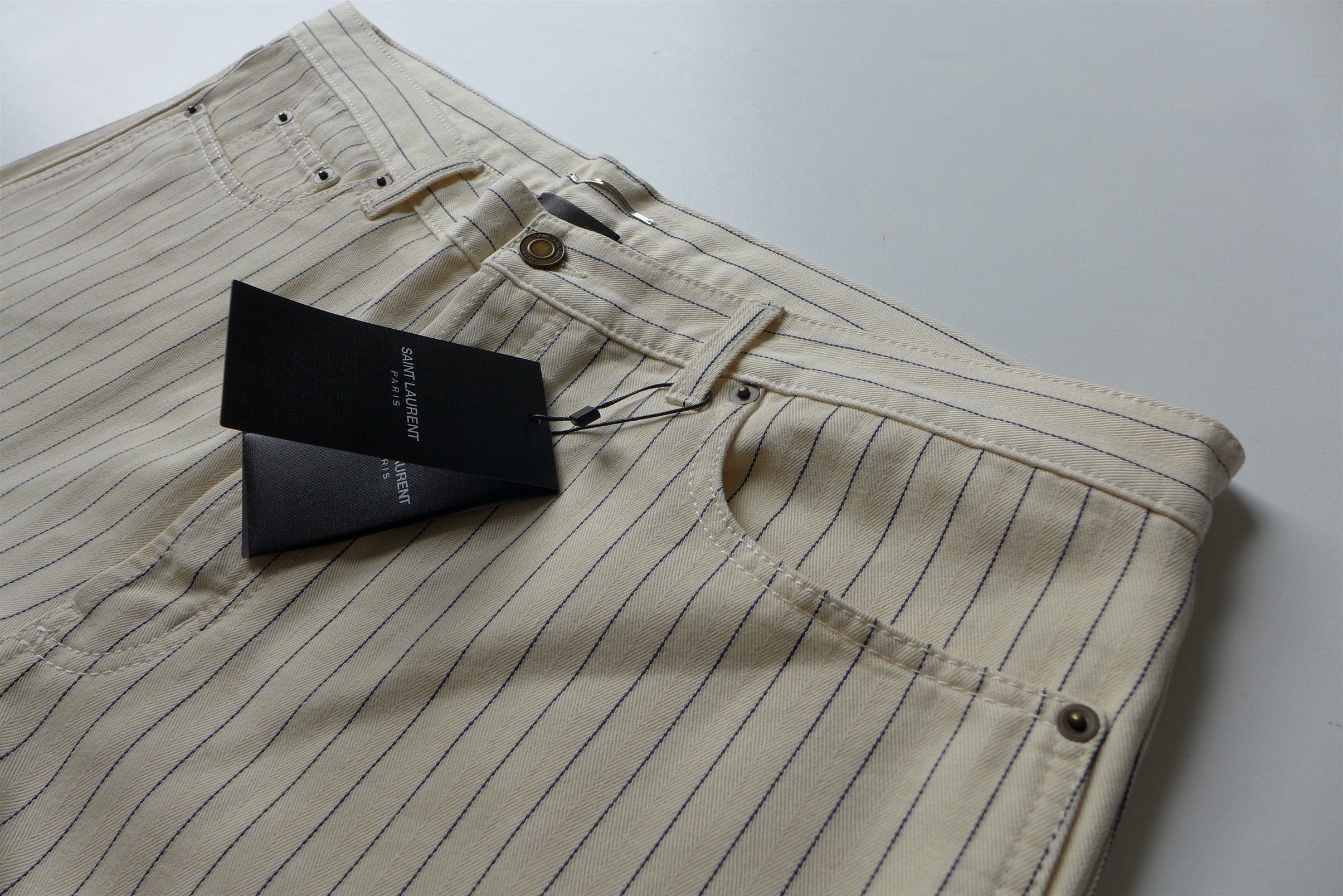 Saint Laurent Paris Saint Laurent D31 Jeans - Ecru Striped Denim Size US 32 / EU 48 - 10 Thumbnail