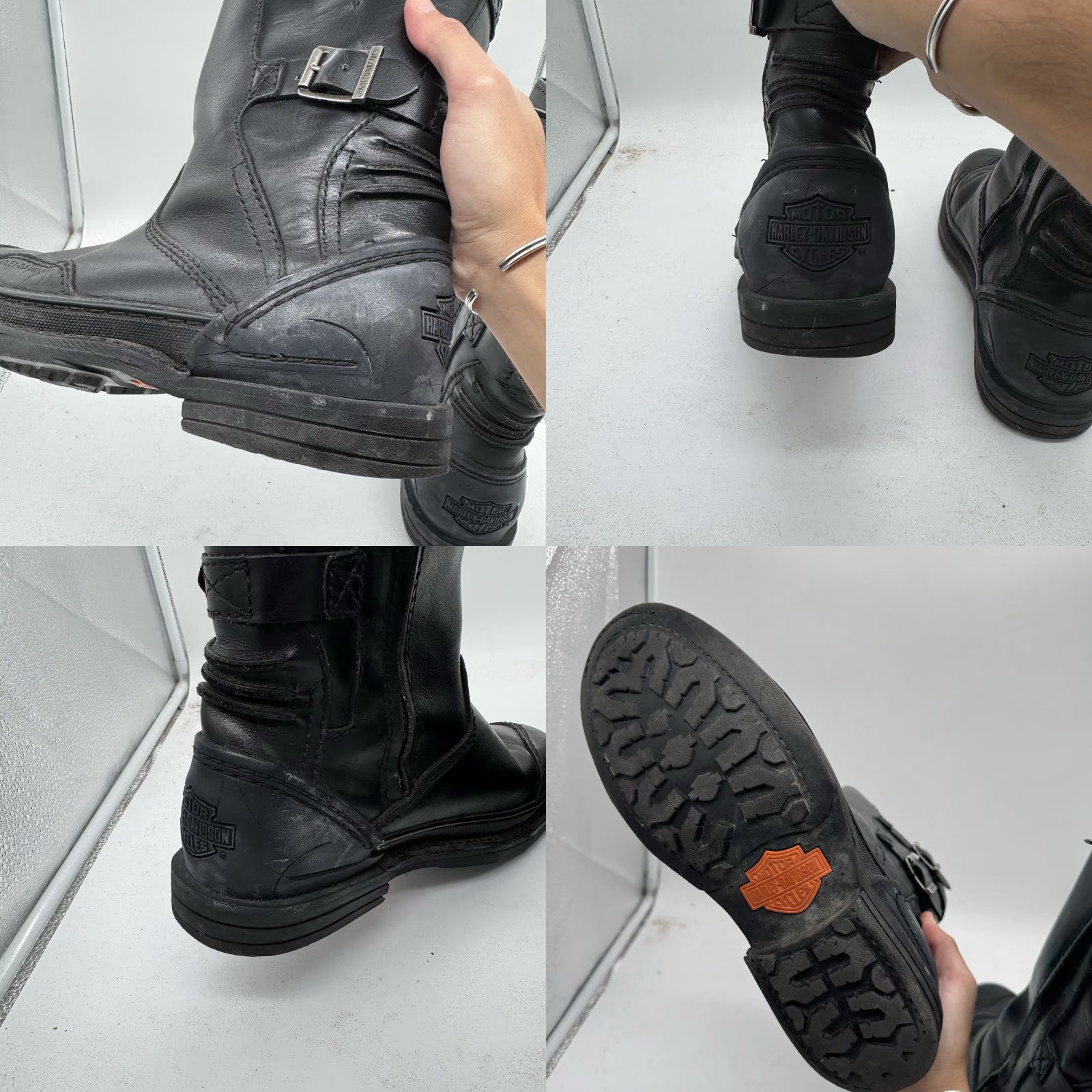 Vintage Harley-Davidson Boots Mens 8.5 Biker Leather Soft Toe Zip Calf Leather Black USA 80s Motorcycle Mens Boots