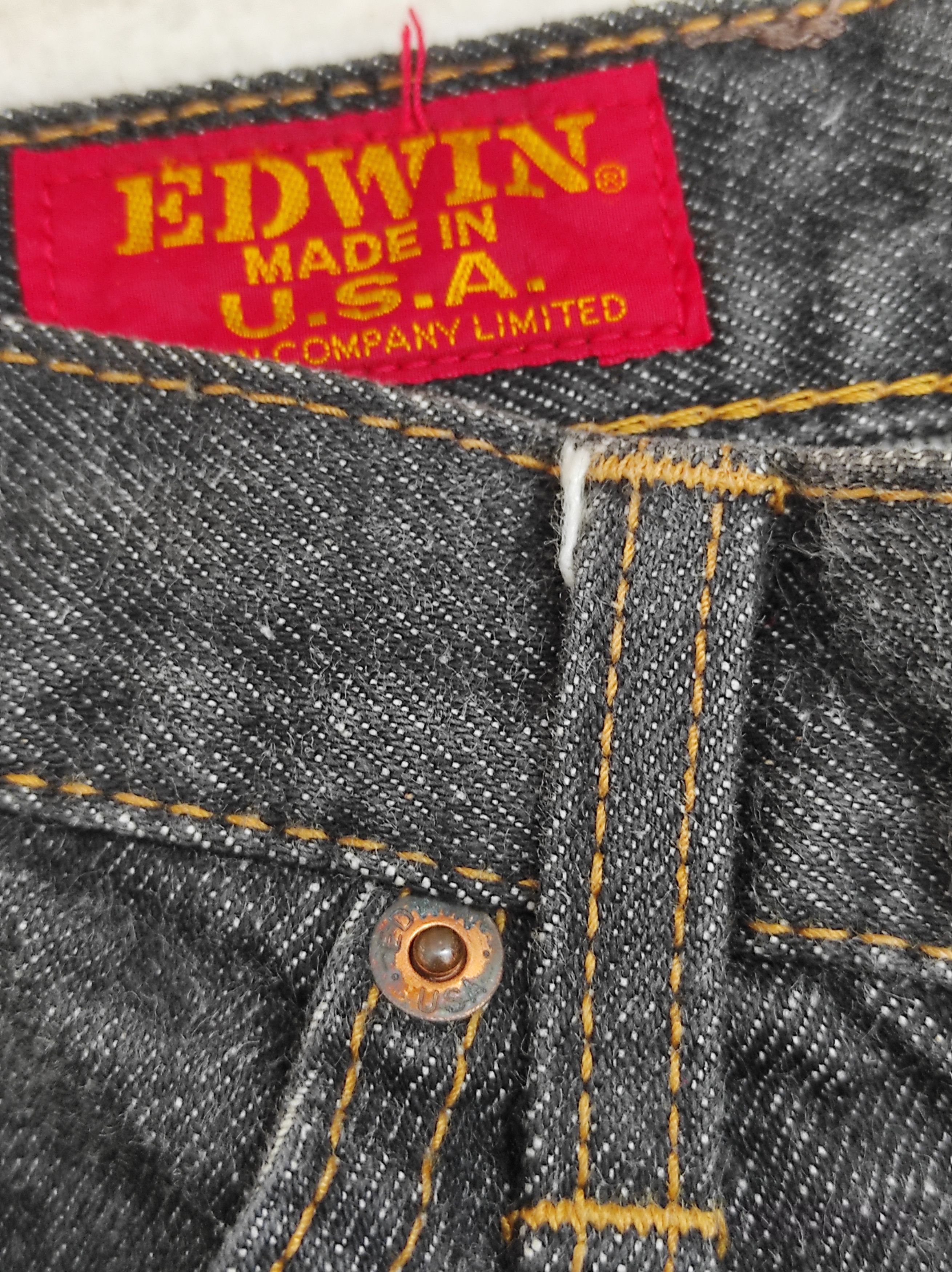 Edwin Vintage Edwin Yarn-dyed Black Denim Made in USA Size US 33 - 5 Thumbnail