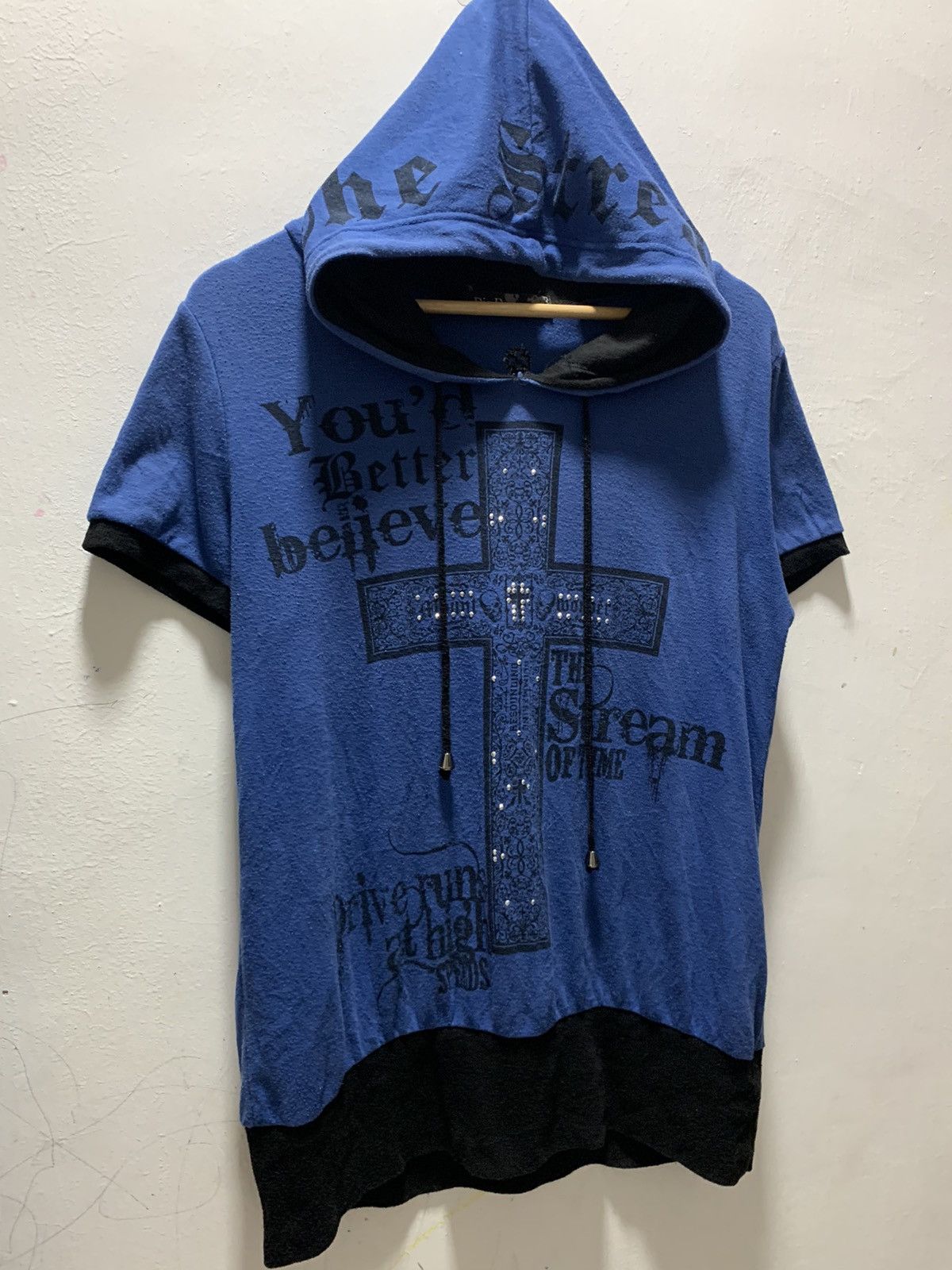 If Six Was Nine Y2k Dig Deep poem Cross skull Punk style hood Tee Size US M / EU 48-50 / 2 - 6 Thumbnail