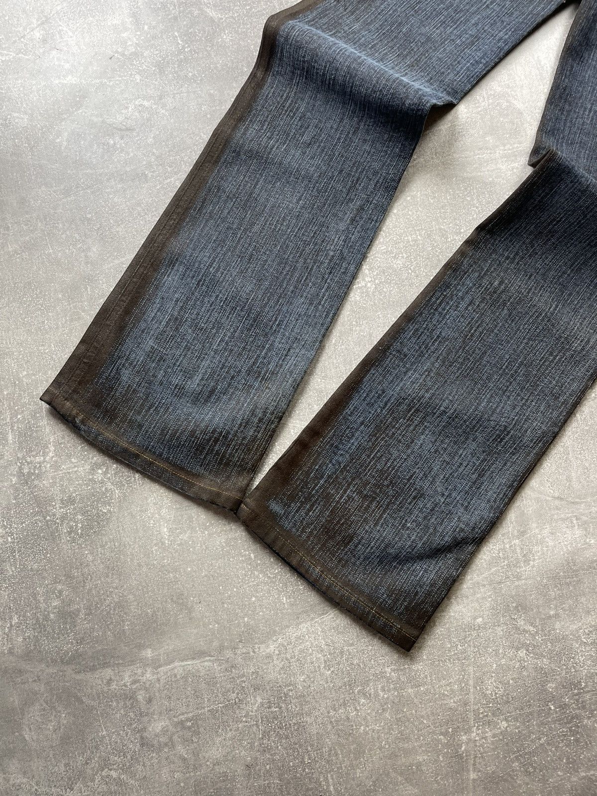 Other Vintage Roccobarocco Metallic-Coated Blue/Brown Flared Jeans Size 28" / US 6 / IT 42 - 3 Thumbnail