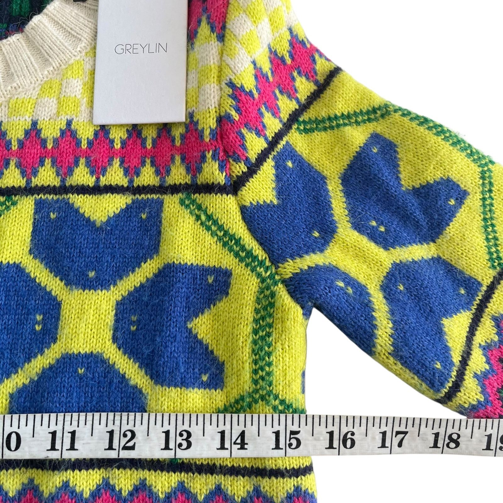 Other Greylin Francis Fairisle Sweater Ivory Multi Geometric Knit Size XS / US 0-2 / IT 36-38 - 11 Thumbnail