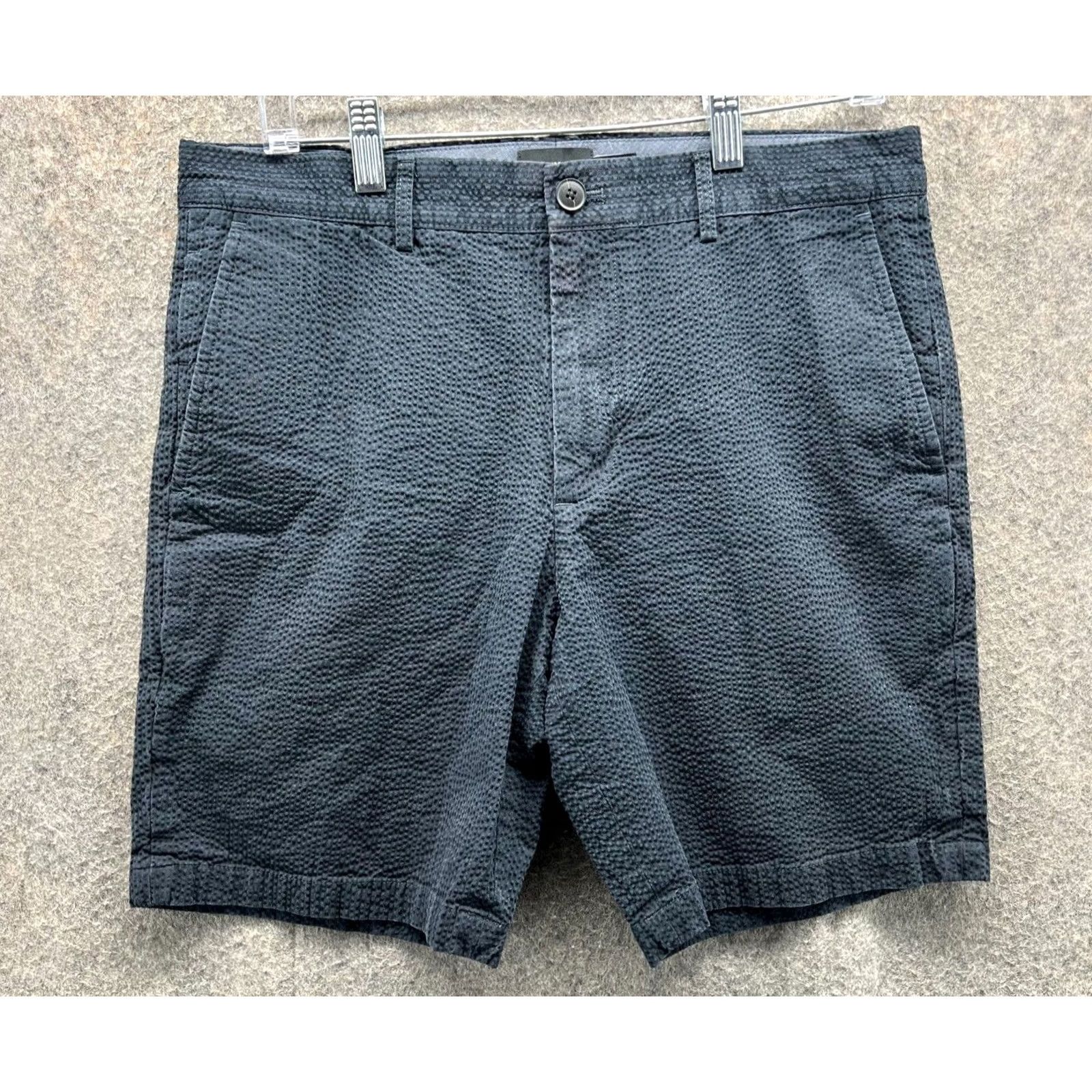Club Monaco Club Monaco Shorts Mens 31 Blue Chino Flat Maddox Textured Weave Pattern Size US 31 - 2 Thumbnail