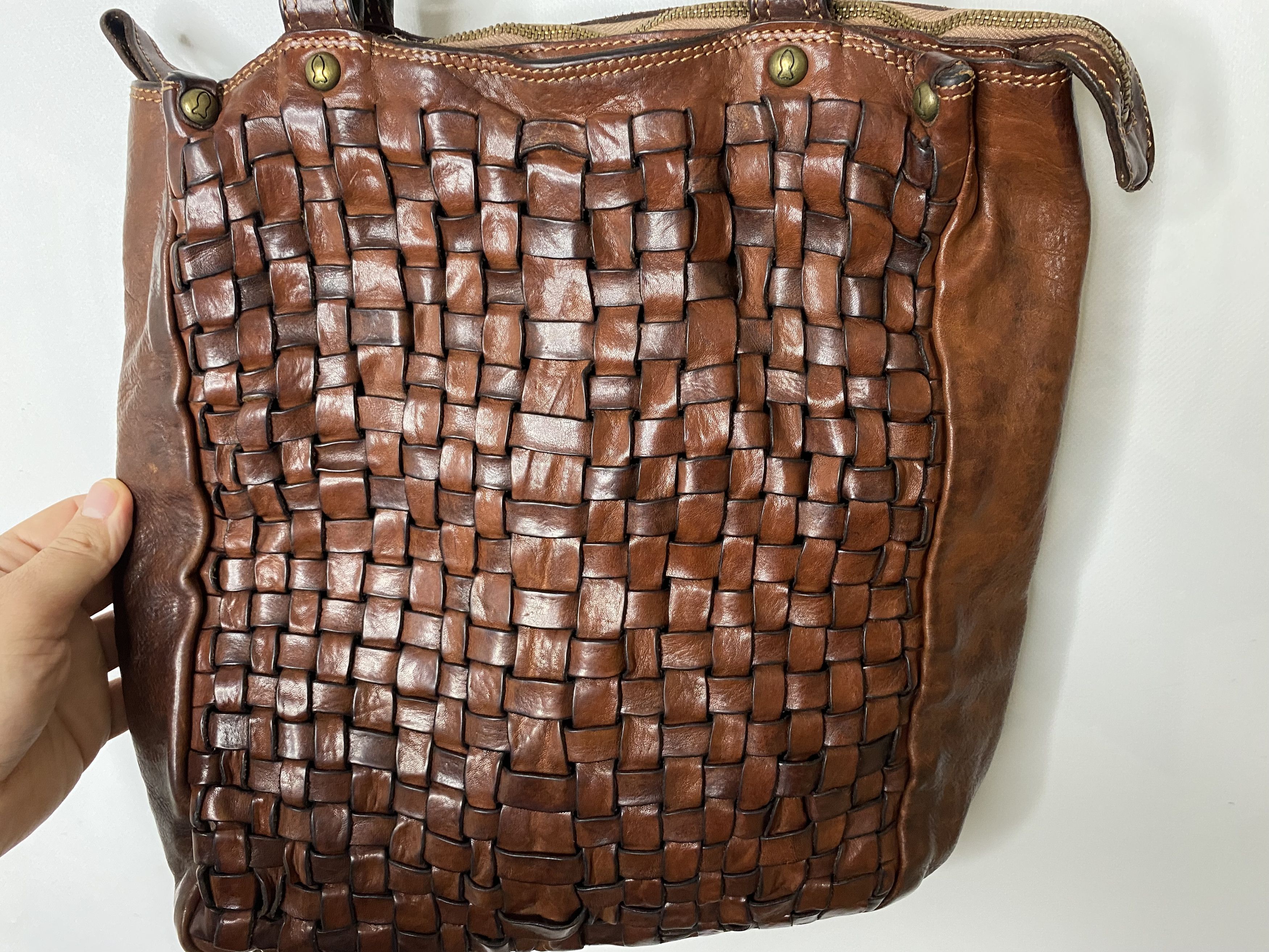 Campomaggi CAMPOMAGGI WOVEN LEATHER BAG IN BROWN ITALIAN LEATHER Size ONE SIZE - 3 Thumbnail