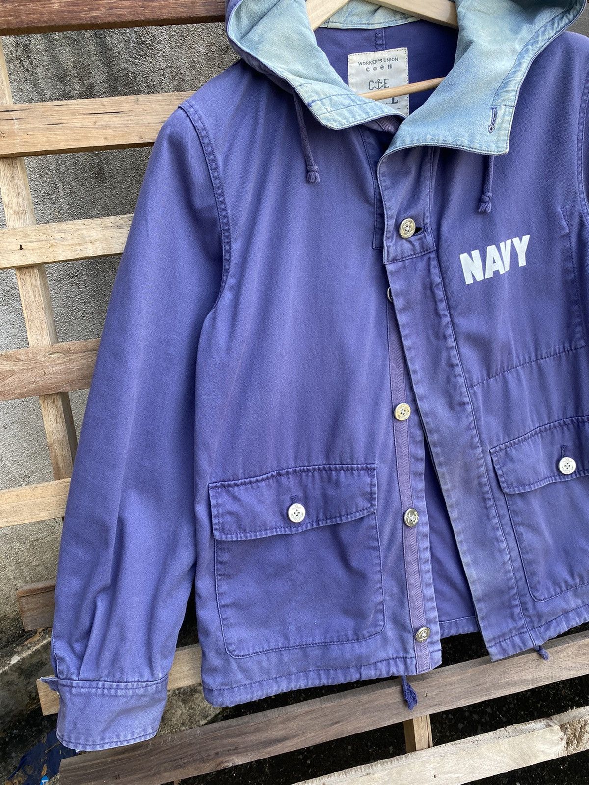 Vintage Vintage Sunfaded Coen Navy Button Jacket Size US L / EU 52-54 / 3 - 5 Thumbnail