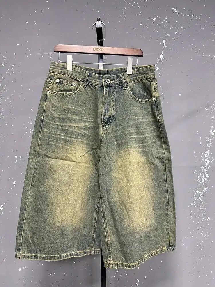 Japanese Brand Straight Denim Shorts American Style Worn-out Design Wide Size US 30 / EU 46 - 3 Thumbnail
