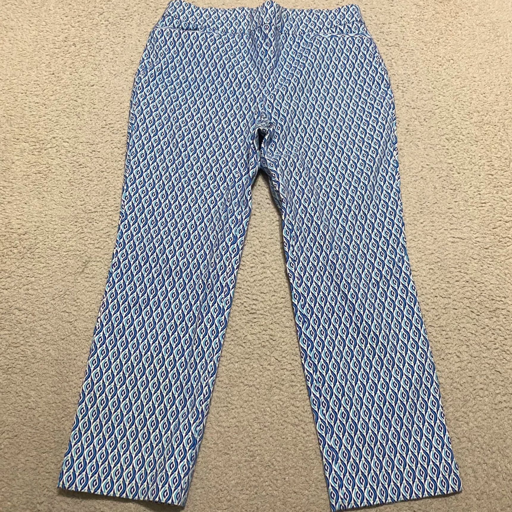 Vintage Chico's Pants Geometric Capri Blue Chicos Regular High Rise 6 Pockets Straight Pull On Cotton Rayon Spandex Women Adult Womens Fashion Casual Shoes? Size 28" / US 6 / IT 42 - 2 Thumbnail