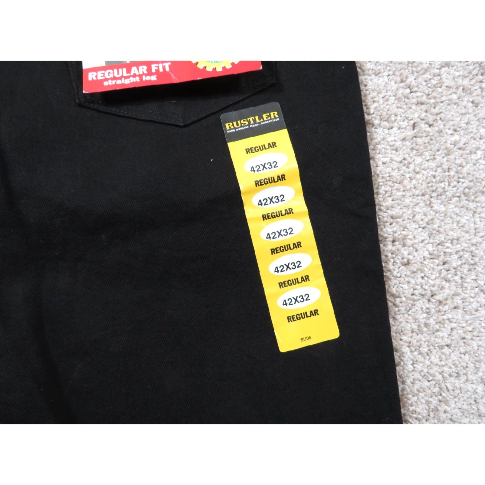Denime NWT Rustler Mens Jeans 42x31 Regular Fit Straight Leg Black Denim 5-Pocket Western Chore NWT Size US 42 / EU 58 - 3 Thumbnail