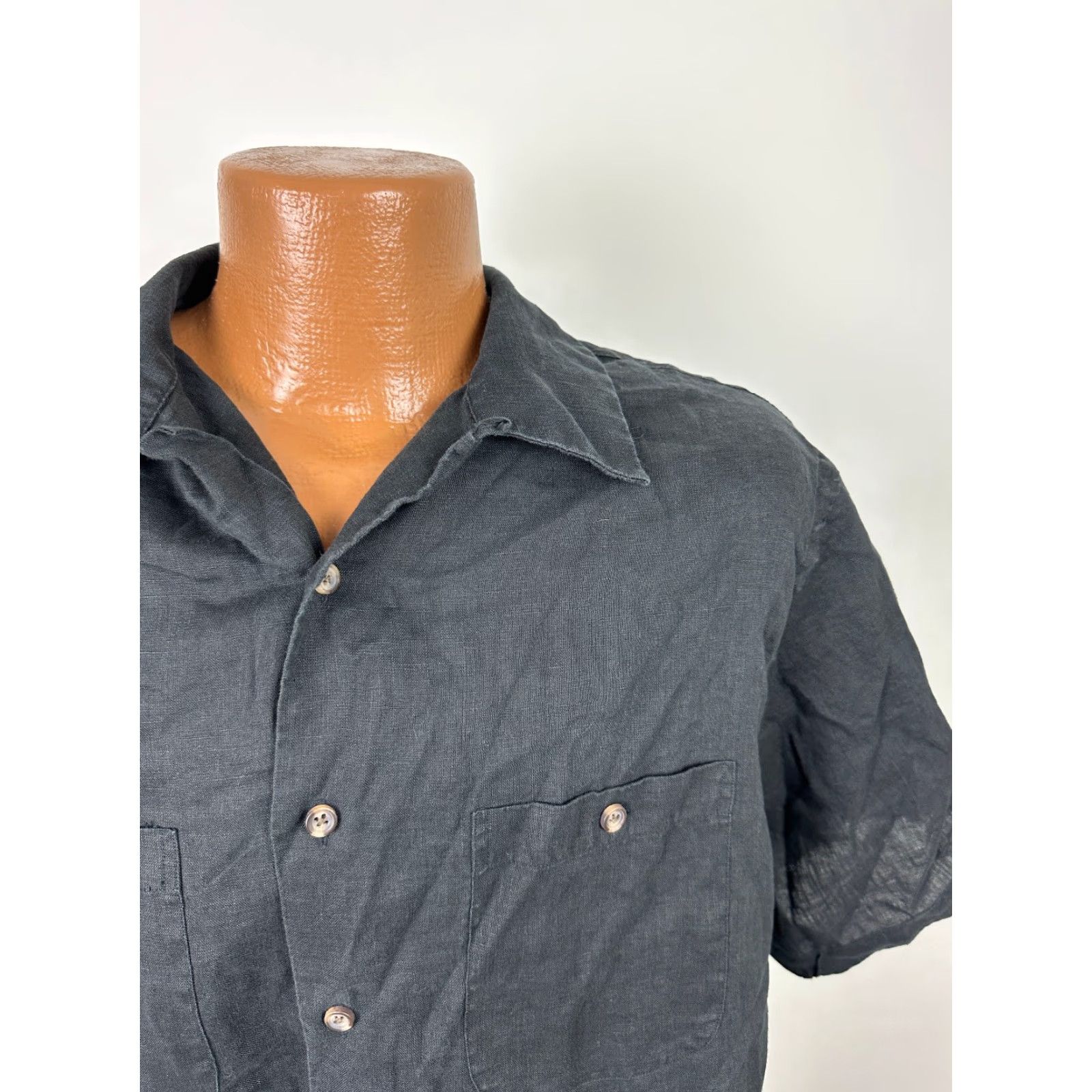 Vintage VINTAGE Paul Fredrick Linen Shirt Men Large Short Sleeve Button-Up Casual Summer 90s Size US L / EU 52-54 / 3 - 3 Thumbnail
