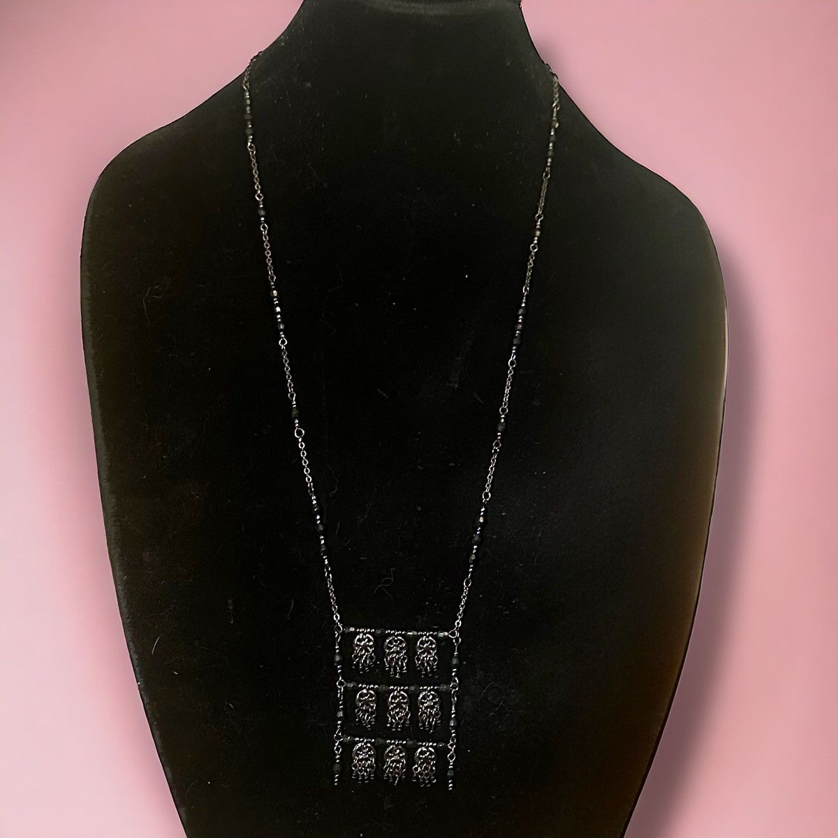 Other Silver tone black station bead ladder necklace Size ONE SIZE - 1 Thumbnail