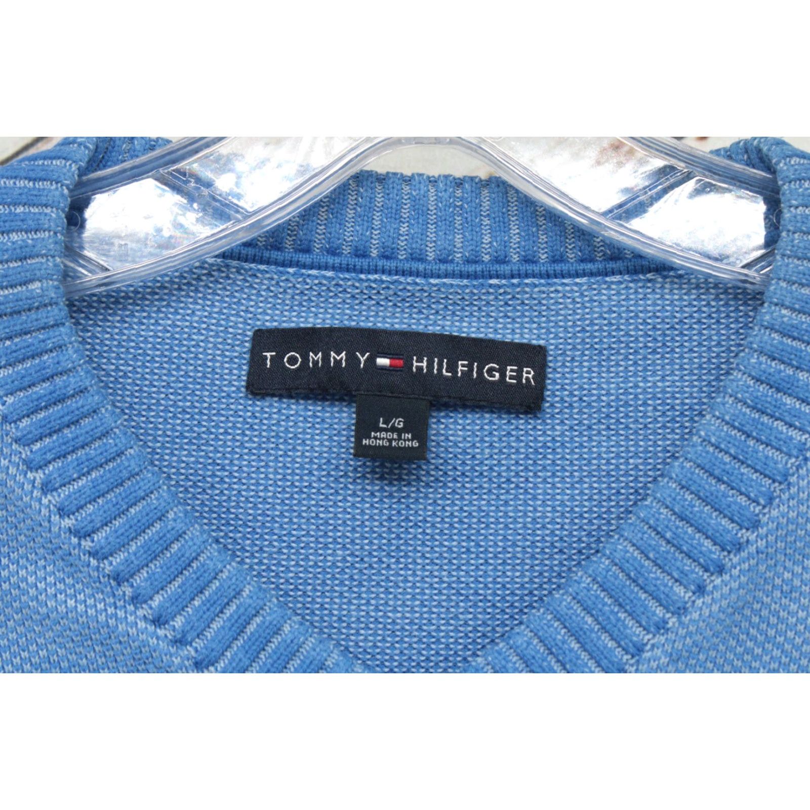 Tommy Hilfiger Tommy Hilfiger Sweater Mens Large V-Neck Blue Long Sleeve Pullover Preppy Size US L / EU 52-54 / 3 - 6 Thumbnail