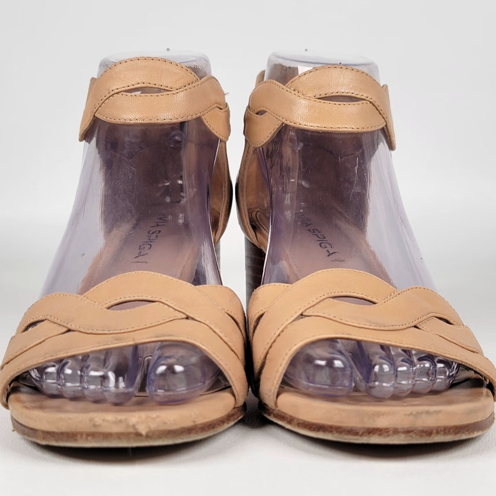 Vintage Via Spiga Beige Leather Slingback Heels Open Toe Buckle 7M Womens Sandals Block Heel ITALY Size US 7 / IT 37 - 3 Thumbnail