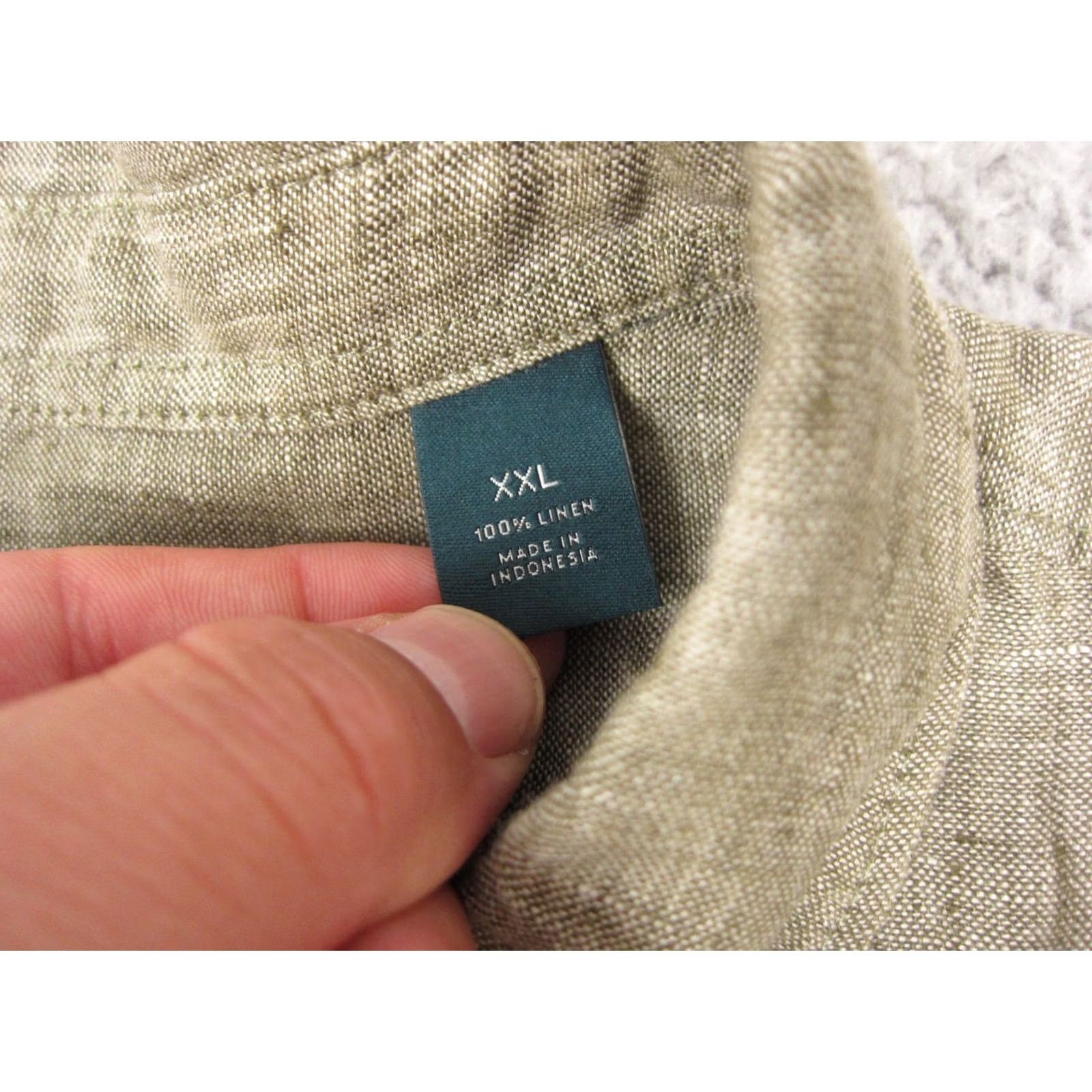 Perry Ellis Perry Ellis Shirt Adult 2XL Green 100% Linen Button Up Men Camp Short Sleeve Crew Neck Collared Casual Vintage: No Size US XXL / EU 58 / 5 - 4 Thumbnail