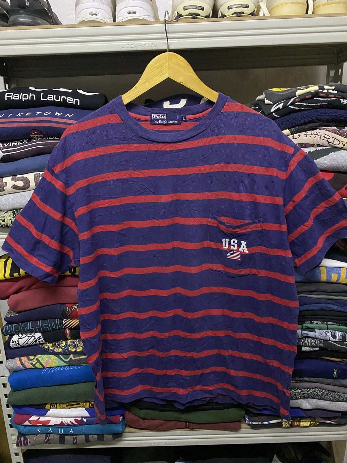 Polo Ralph Lauren Vintage polo ralph lauren usa flag striped tee Size US L / EU 52-54 / 3 - 1 Thumbnail