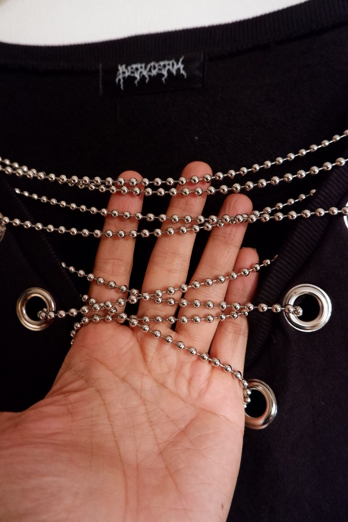 Japanese Brand Bercerk Gothic Chain Drawstring Crewneck - Oversized Size US L / EU 52-54 / 3 - 4 Thumbnail