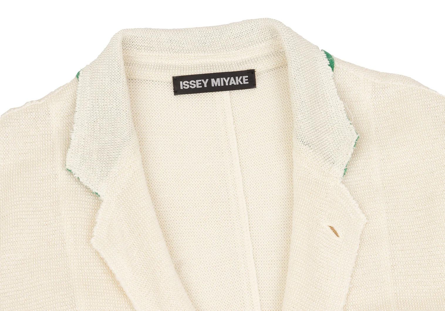 Issey Miyake Linen Acrylic Color-Collared Long Knit Jacket in Cream Green Size US XL / EU 56 / 4 - 3 Thumbnail