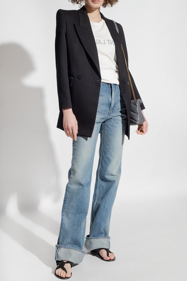 Saint Laurent Paris o1b1hav110724 Double-Breasted Jacket in Wool in Black Size M / US 6-8 / IT 42-44 - 2 Thumbnail