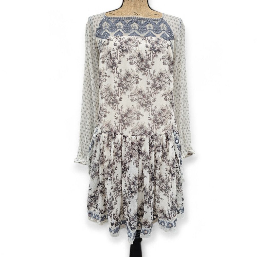 Free People Free People Elsie Sheer Lace Boho Dress Midnight Garden Flo Size XS / US 0-2 / IT 36-38 - 3 Thumbnail