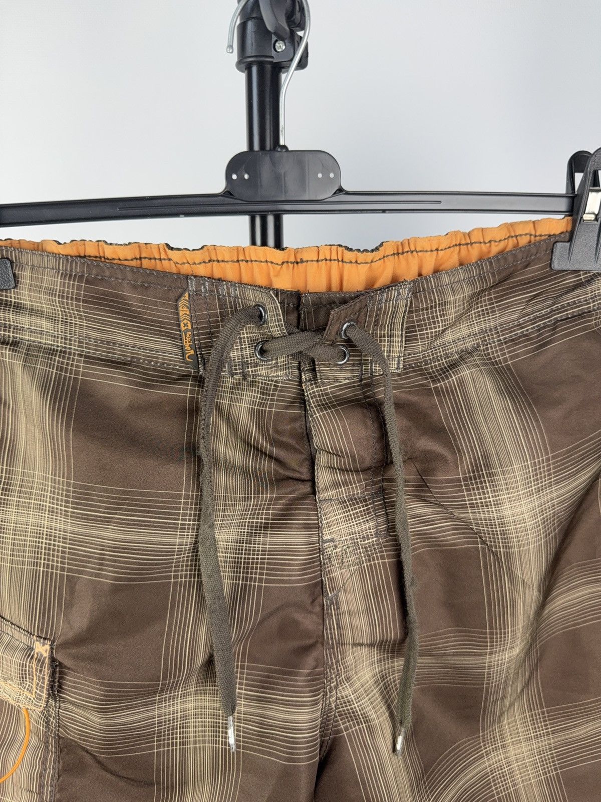 Quiksilver × Vintage Y2K Quiksilver Plaid Board Shorts Brown Orange Surf Style Size US 34 / EU 50 - 5 Thumbnail