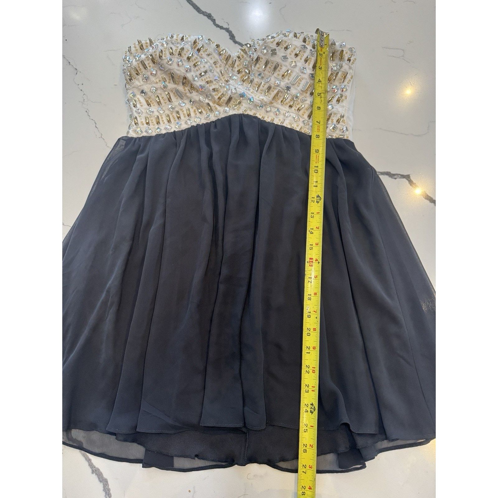 Other B Smart Strapless Beaded Party Mini Dress Womens black Ivory Size L / US 10 / IT 46 - 3 Thumbnail