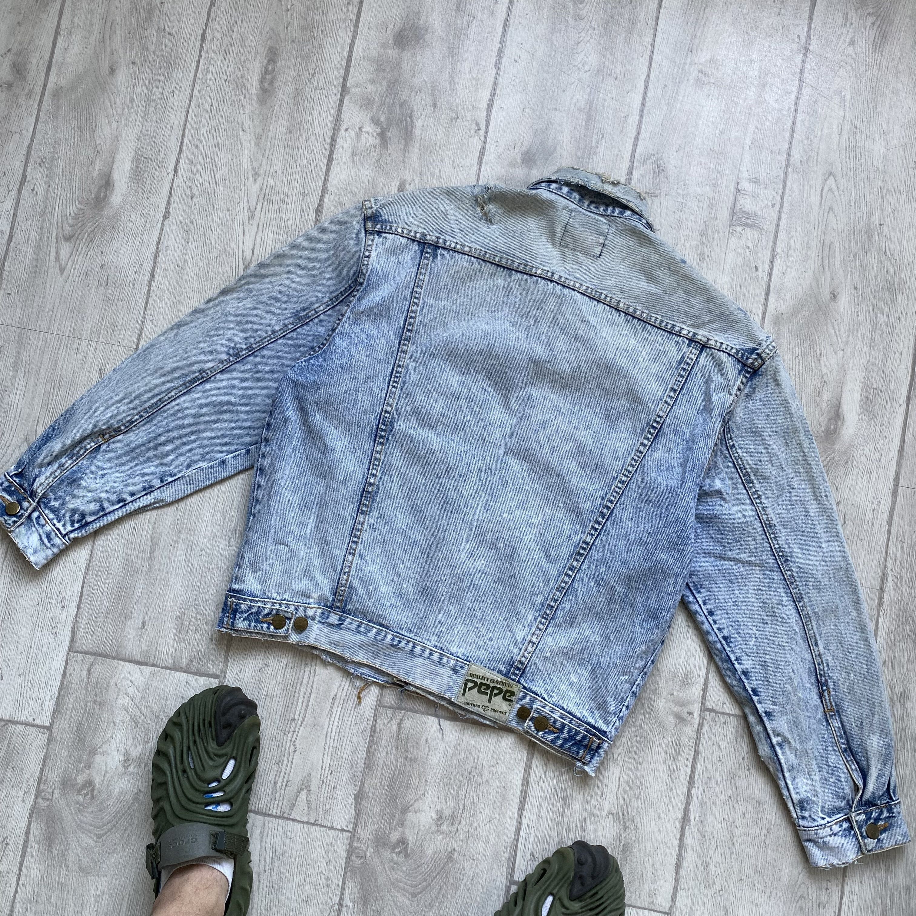 Japanese Brand CRAZY Vintage 80s Trashed Japanese Denim jacket Pepe Size US M / EU 48-50 / 2 - 15 Thumbnail