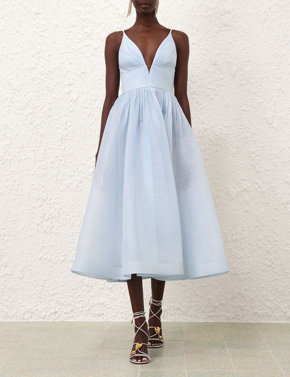 Zimmermann oc11z0226 Illuminate V Neck Midi Dress In Mint Blue Size M / US 6-8 / IT 42-44 - 2 Thumbnail