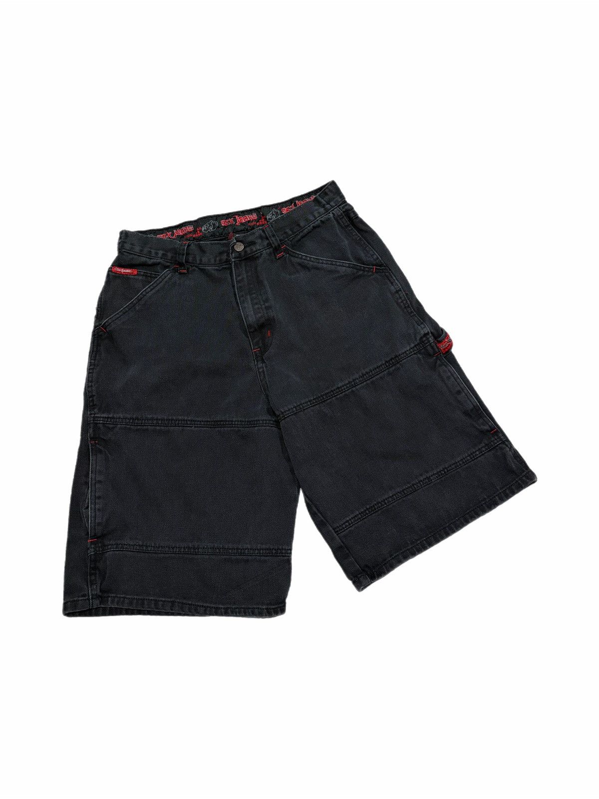 Vintage Vintage SCX Jeans Baggy Black Carpenter Denim Shorts 90s Y2K Size US 32 / EU 48 - 2 Thumbnail