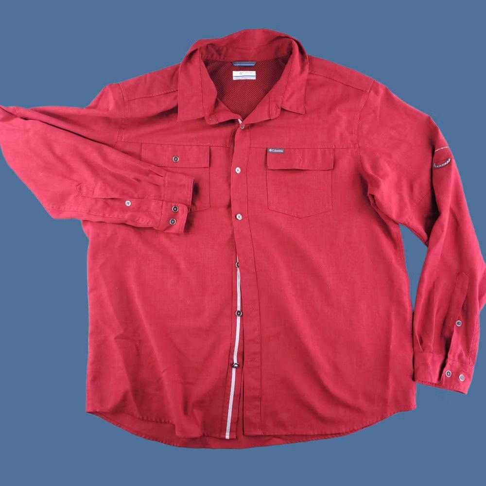Vintage Columbia Shirt Mens 2XL Red Fishing Vented Long Sleeve Button Polyester Size US XXL / EU 58 / 5 - 1 Thumbnail