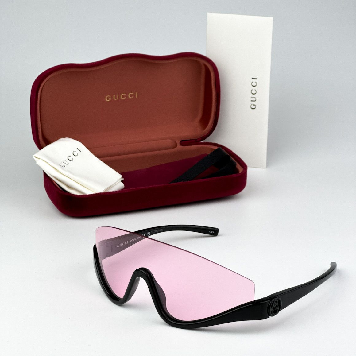 Gucci NEW Gucci GG1650S 002 Black Unisex Shield Mask Sunglasses Size ONE SIZE - 7 Thumbnail