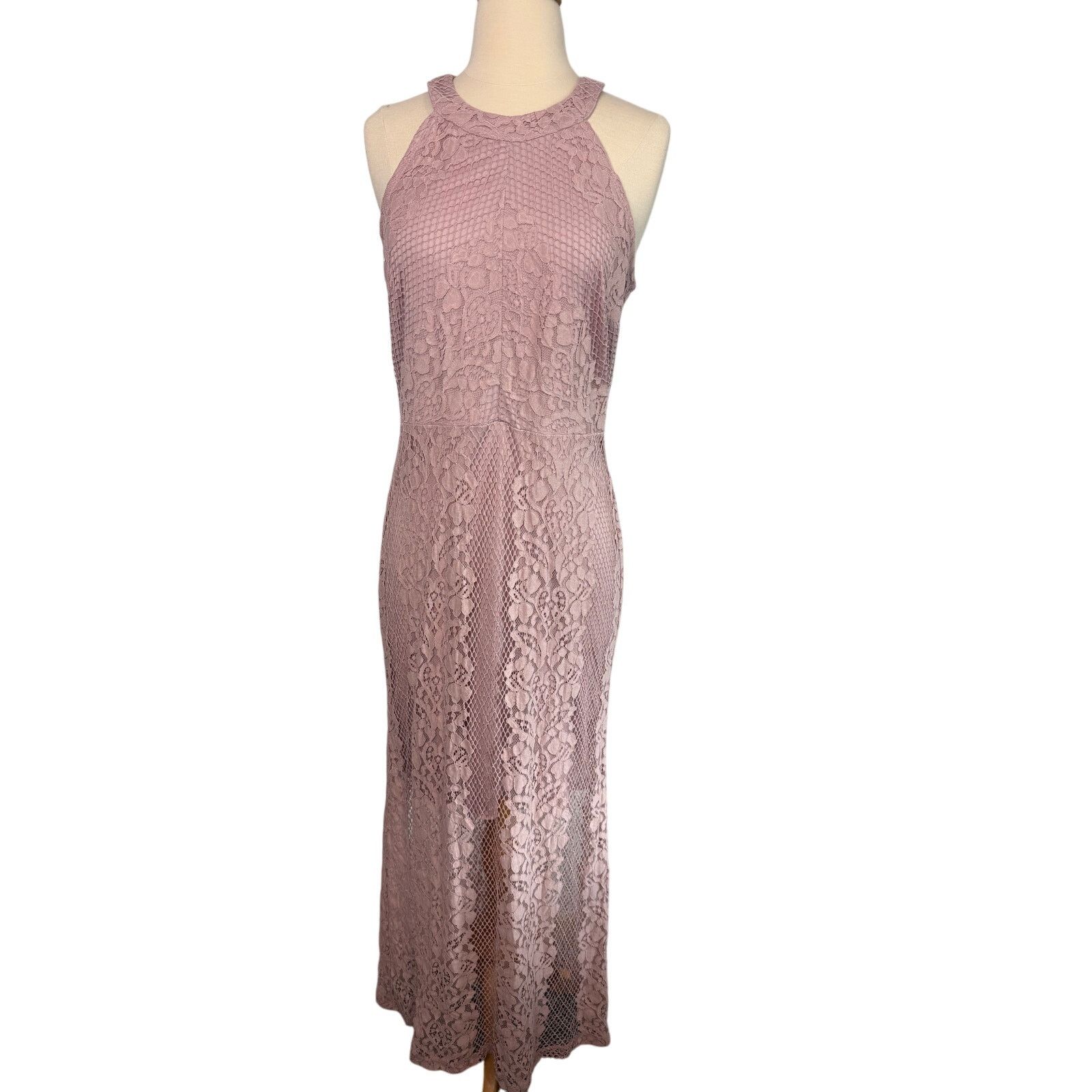 Nordstrom Enfocus Studio Formal Maxi Dress, S 10. Rose Blush Pink Lace Size L / US 10 / IT 46 - 1 Thumbnail