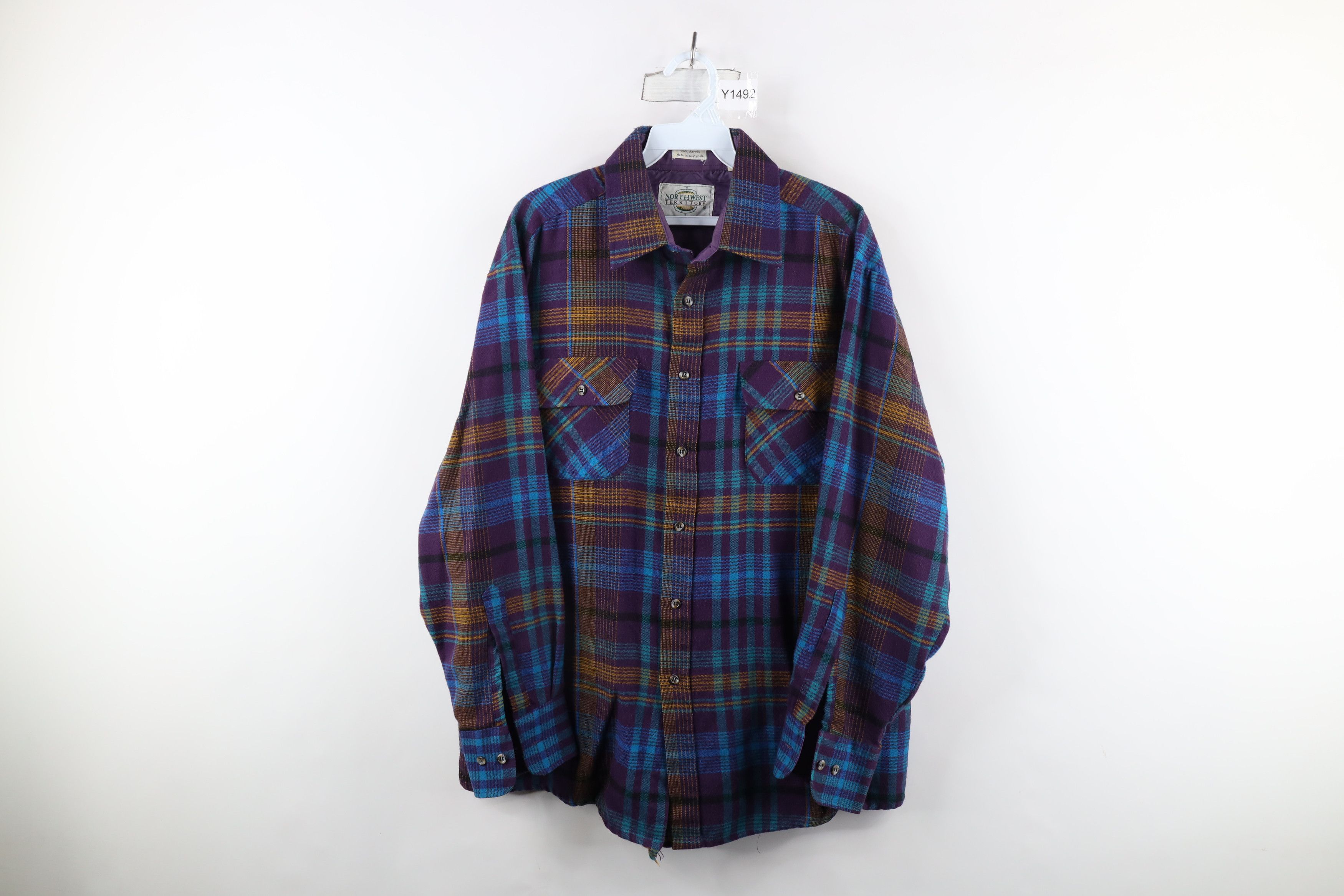 Vintage Vintage 70s Streetwear Collared Button Shirt Rainbow Plaid Size US L / EU 52-54 / 3 - 1 Thumbnail