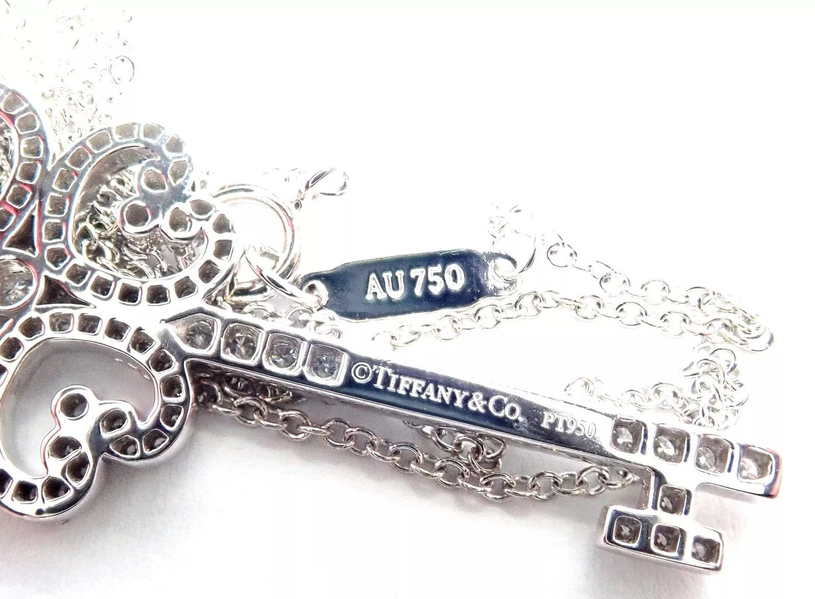 Tiffany & Co. 18k White Gold Enchant Quatra Heart Key Pendant Necklace Size ONE SIZE - 9 Thumbnail