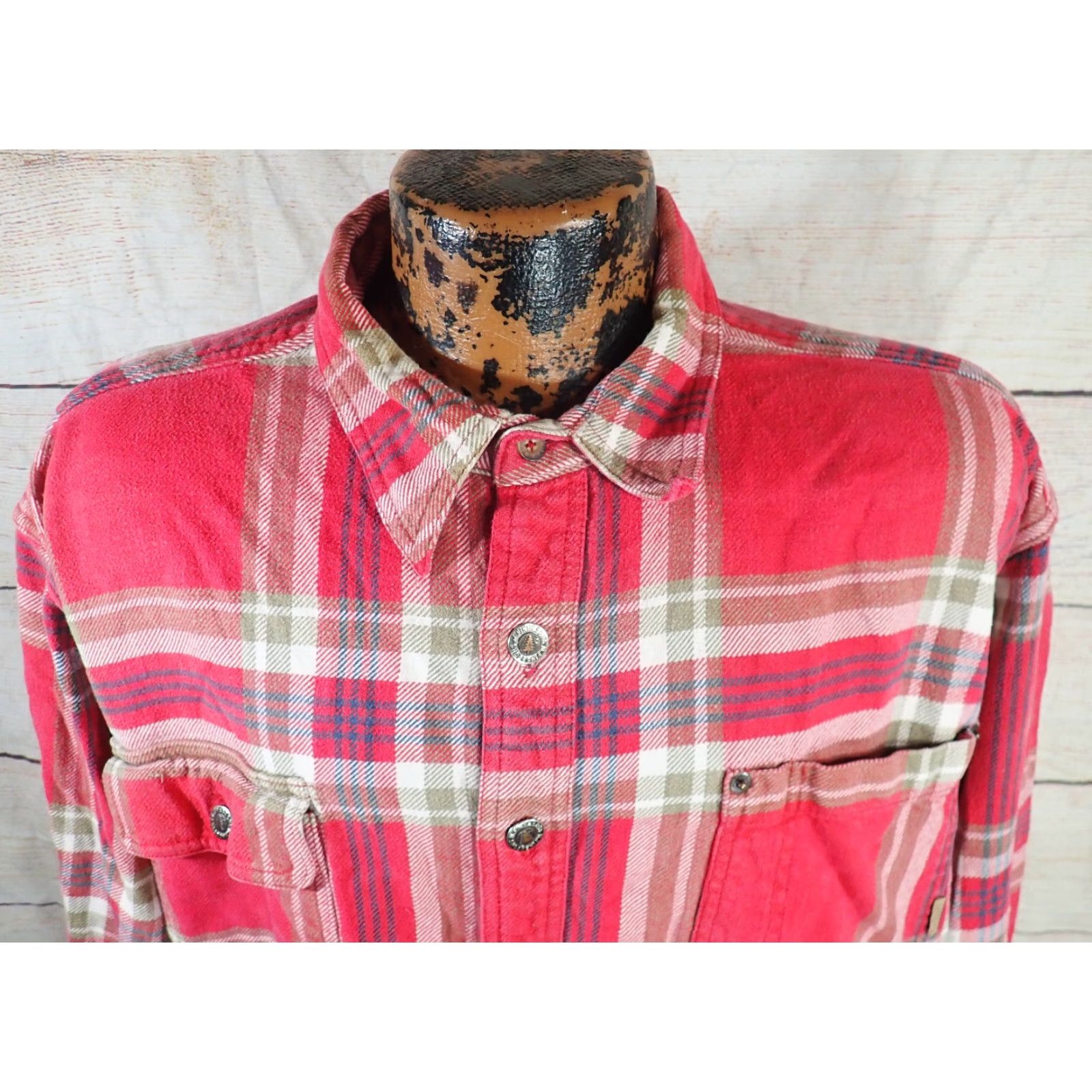 Vintage VINTAGE M. Fine & Sons Red Plaid Flannel Heavyweight Button-Up Shirt Adult Large Size US L / EU 52-54 / 3 - 2 Thumbnail