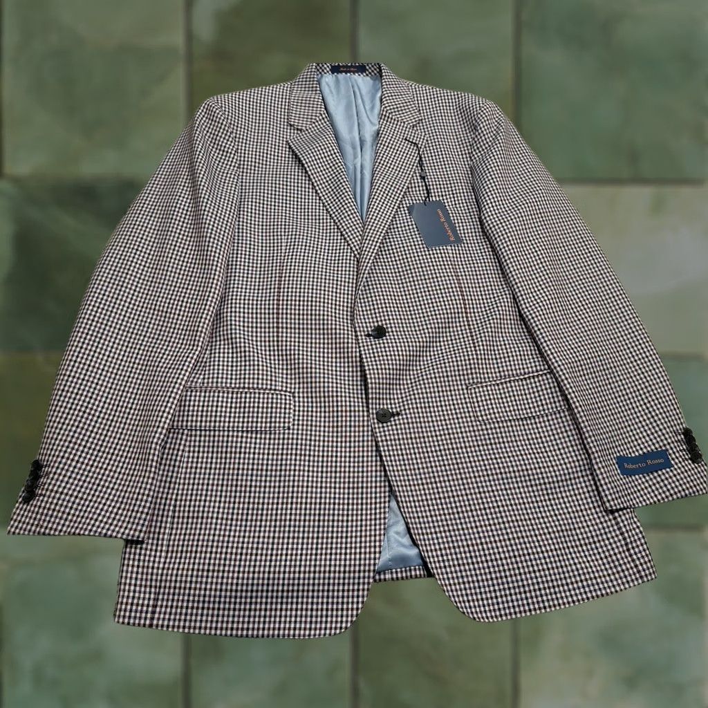 Vintage VINTAGE NWT Roberto Rosso Modena Sport Coat Mens 42L Plaid Wool Blend Lanificio Jacket Size US XS / EU 42 / 0 - 1 Thumbnail