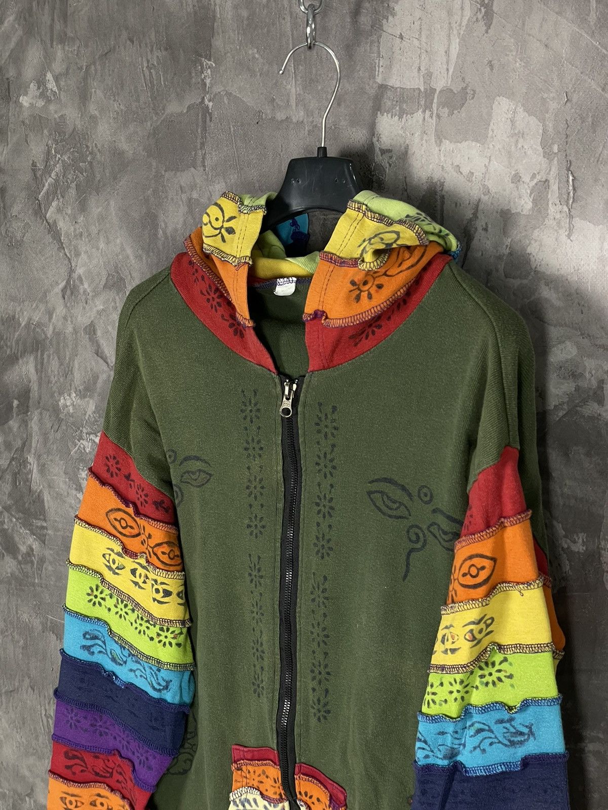 Japanese Brand × Vintage Y2K Nepal Fantasy Zip Up Hoodie Patchwork vintage 90s Size L / US 10 / IT 46 - 7 Thumbnail