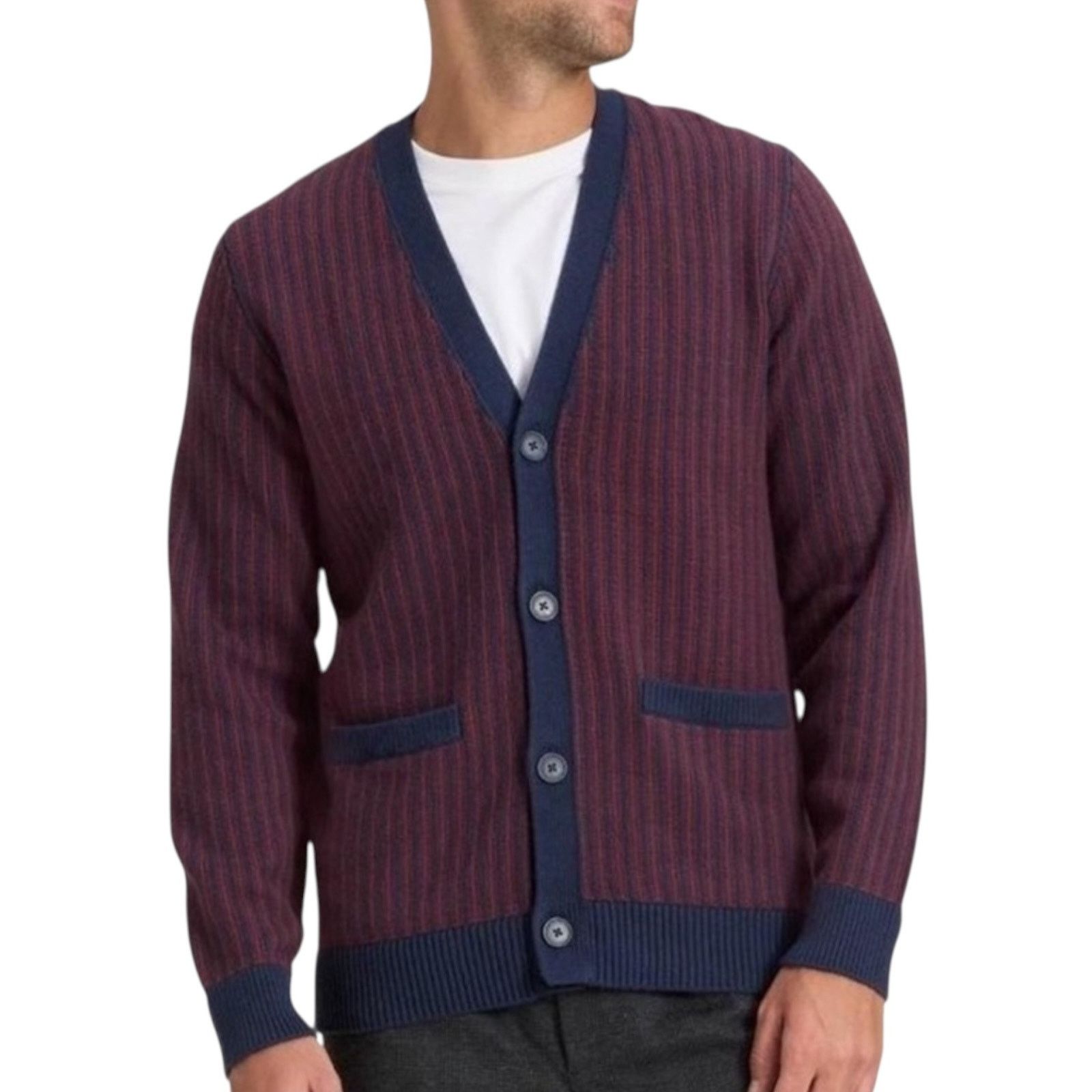 Other Goodfellow & Co. Burgundy and Navy Striped Sweater Medium Size US M / EU 48-50 / 2 - 2 Thumbnail