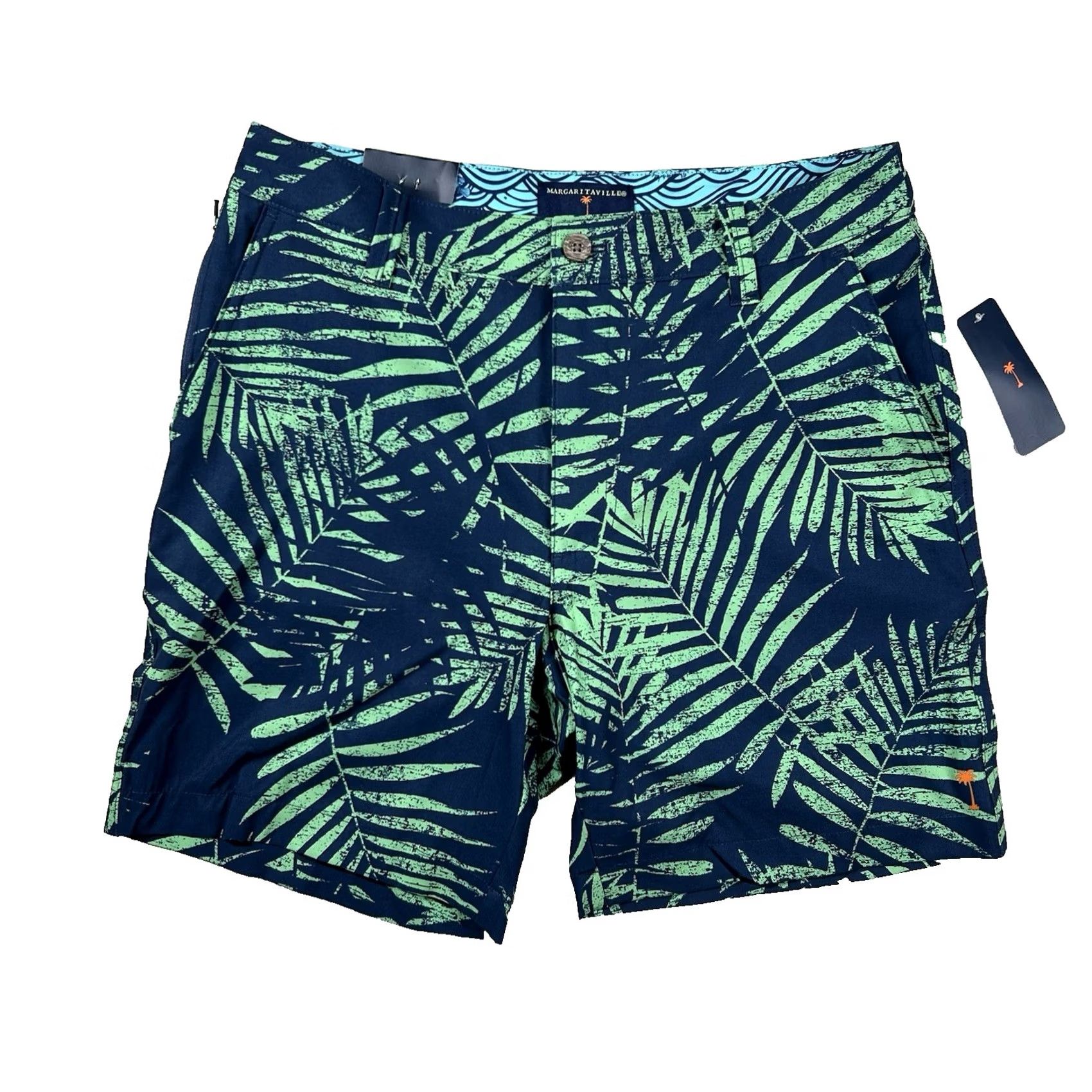 Vintage Margaritaville Shorts Mens 30 Chino Performance Golf Floral Insignia Blue Navy Beige? No Beige. Size US 30 / EU 46 - 2 Thumbnail