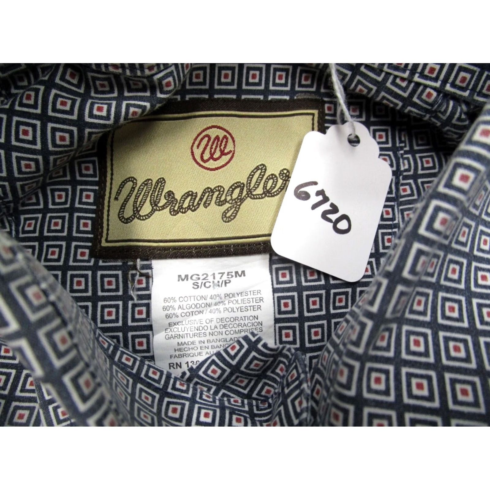 Wrangler Wrangler Shirt Men Small Blue Geometric Western Long Sleeve Button Down Cowboy Size US S / EU 44-46 / 1 - 7 Thumbnail