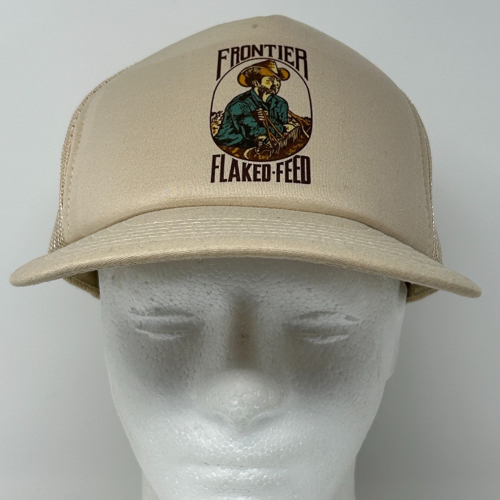 Vintage Vintage 80s Frontier Flaked Feed Trucker Hat Baseball Cap Size ONE SIZE - 2 Thumbnail
