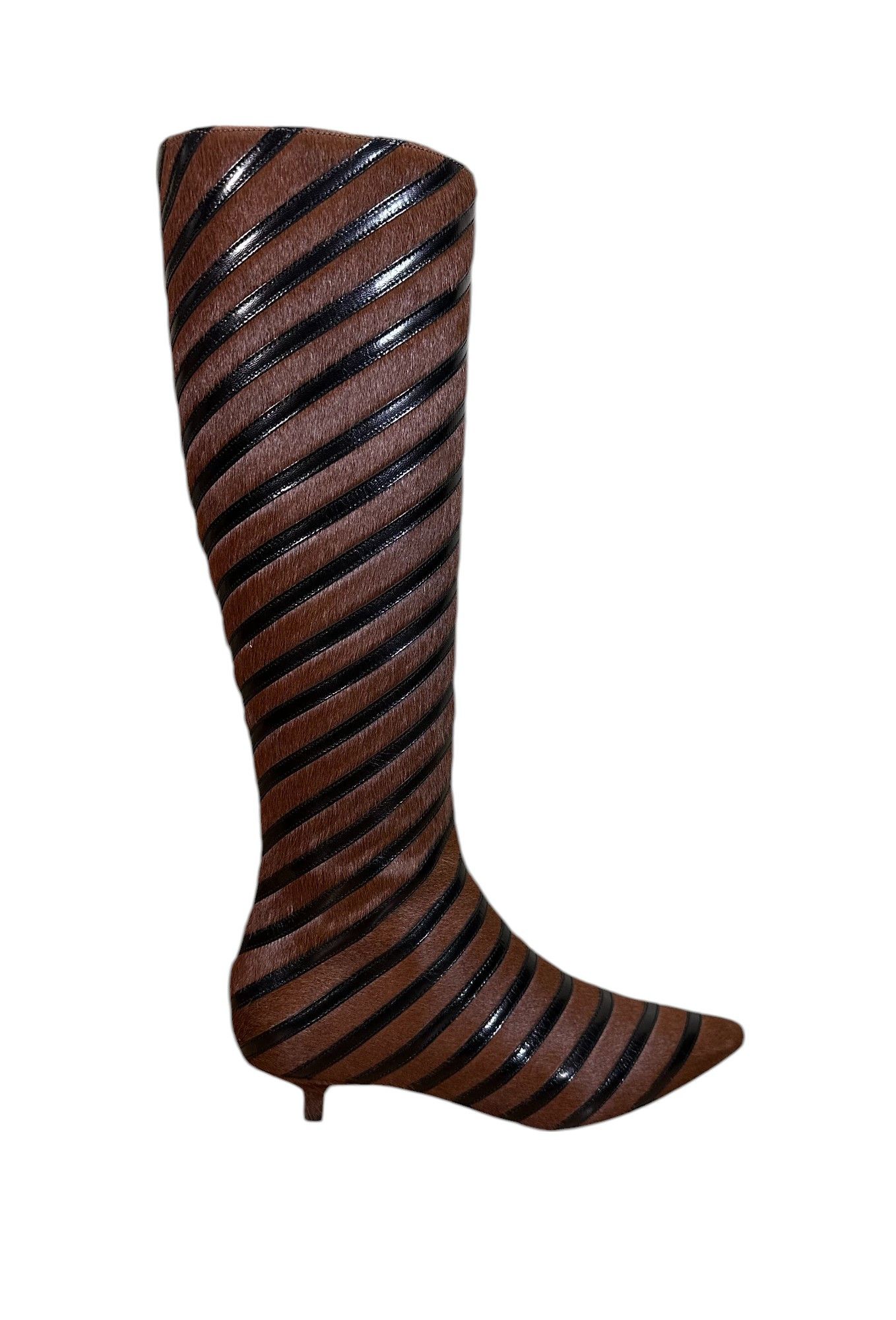 Sonia Rykiel Striped Kitten Heel Boots - Brown Size US 6 / IT 36 - 2 Thumbnail
