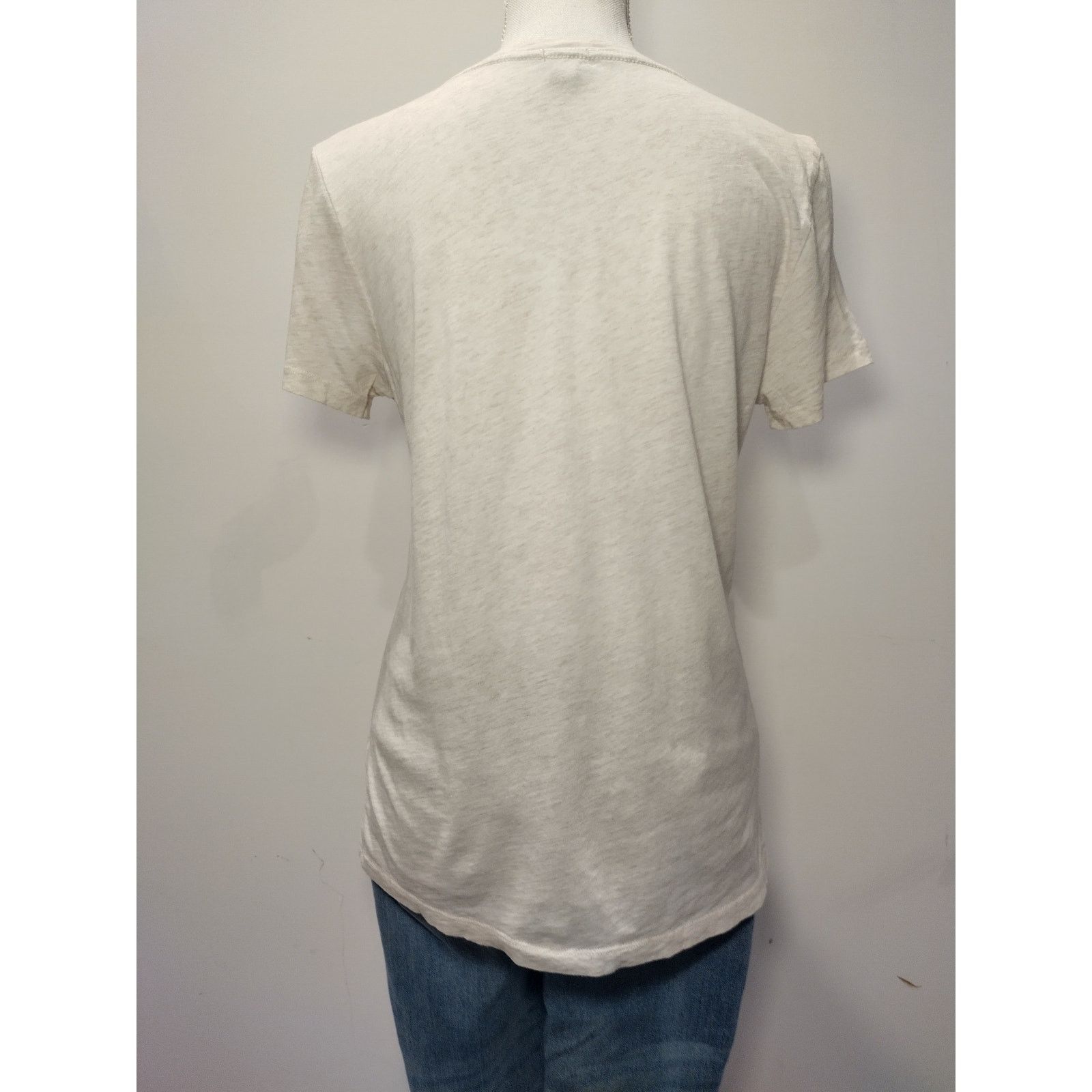 J.Crew J. Crew Womens Short Sleeve T-Shirt Gold Striped Tee White Size M / US 6-8 / IT 42-44 - 2 Thumbnail