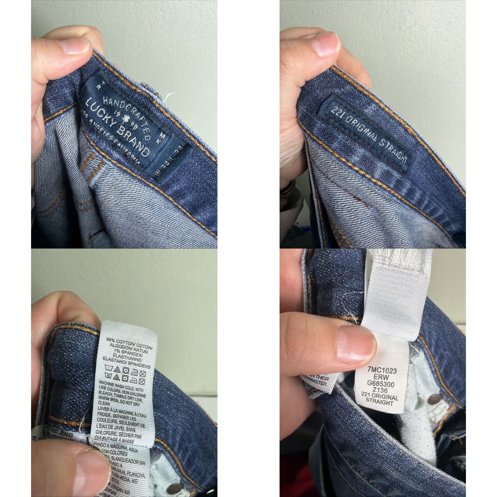 Lucky Brand Lucky Brand 221 Original Straight Medium Wash Stained Jeans Mens 34x34 Blue Straight Mens 34 Inseam 34 Regular Fit Size US 34 / EU 50 - 10 Thumbnail