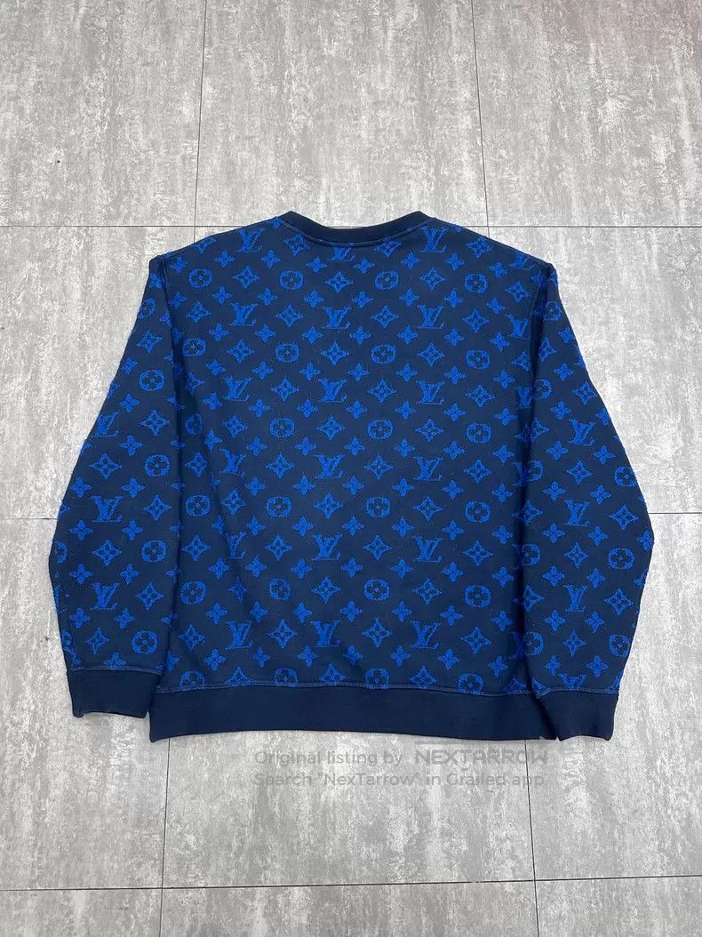 Louis Vuitton Louis Vuitton Blue full-logo long-sleeve sweatshirt Size US XL / EU 56 / 4 - 2 Thumbnail